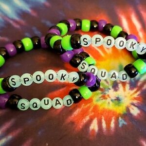 Handmade Beaded Halloween Spooky Squad Kandi Bracelet Set
